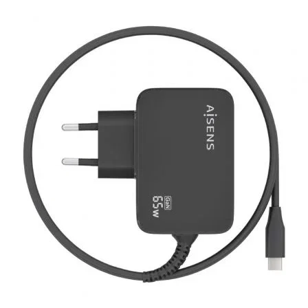 Aisens Cargador GaN 65W PD3.0 con cable USB-C de 1.8m - Negro Aisens Cargador GaN 65W PD3.0 con cable USB-C de 1.8m - Negro